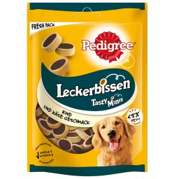 Pedigree Tasty Bites snacks para perros - Pack % - 6 x 140 g Minibocaditos con queso y vacuno