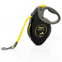 Correa extensible Flexi Giant con cinta de 8 m - Negro y amarillo neón S/M