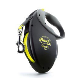 Correa extensible Flexi Giant con cinta de 8 m - Negro y amarillo neón L