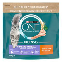 Pack ahorro: PURINA ONE Bifensis pienso para gatos - Pelaje y bolas de pelo (3 x 1,4 kg)