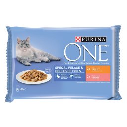 PURINA ONE Pelaje y bolas de pelo - 52 x 85 g - Con pollo y salmón