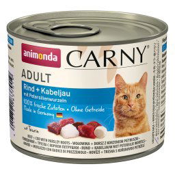 animonda Carny Adult 12 x 200 g - Pack Ahorro - Vacuno y bacalao con raíz de perejil