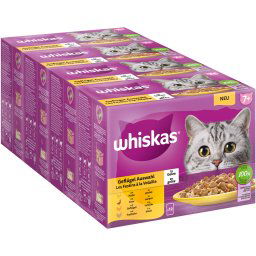 Whiskas Senior en bolsitas 144 x 85 g - Megapack Ahorro - Senior 7+ Selección de aves en gelatina