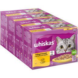 Whiskas Senior en bolsitas 144 x 85 g - Megapack Ahorro - Senior 11+ Selección de aves en gelatina