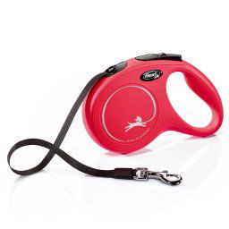 Correa extensible flexi New Classic roja con cinta de 5 m - M: hasta 25 kg