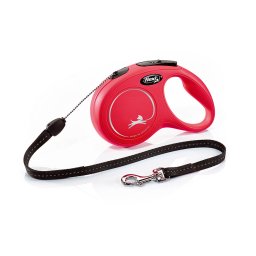 Correa extensible flexi New Classic roja con cordón de 8 m - S: hasta 12 kg