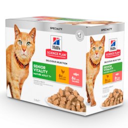 Hill's Science Plan Mature Adult 7+ Senior Vitality pollo y salmón - Pack % - 24 x 85 g