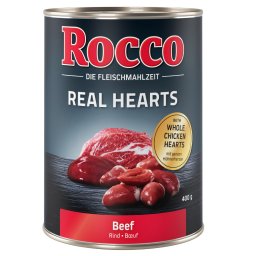 Oferta de prueba: Rocco comida húmeda 1 x 400 g - Vacuno con corazones de pollo completos (Rocco Real Hearts)