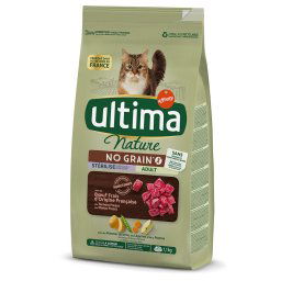 Pack ahorro: Ultima pienso para gatos - Nature No Grain Esterilizados con buey (4 x 1,1 kg)