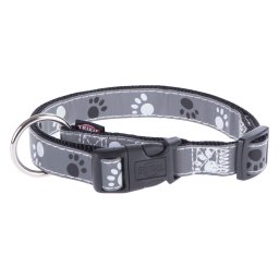 Collar Trixie gris reflectante para perros - M - L: 35 - 55 cm perímetro del cuello, 20 mm de ancho