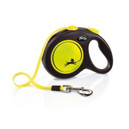 Correa extensible Flexi New Neon con cinta de 5 m - L: hasta 50 kg (cinta)