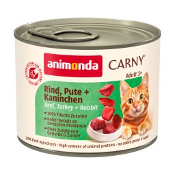 animonda Carny Adult 12 x 200 g - Pack Ahorro - Vacuno, pavo y conejo