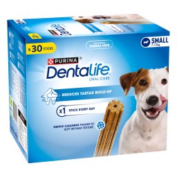 PURINA Dentalife snacks dentales para perros pequeños (7-12 kg) - 30 barritas (10 x 49 g)