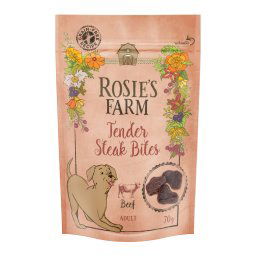 Rosie's Farm Snacks Mini para perros - Mini Steak Bites Adult con vacuno (70 g)