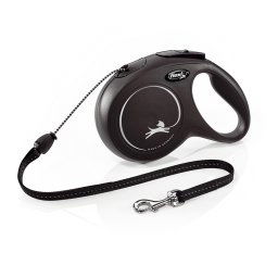 Correa extensible flexi New Classic con cordón de 8 m - Negro M