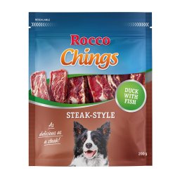 Rocco Chings Steak Style snacks para perros - Pato y pescado - 200 g