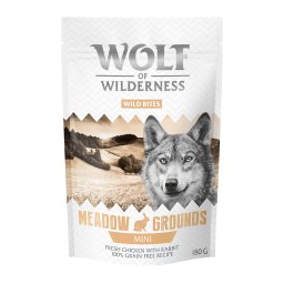 Wolf of Wilderness Wild Bites - Pack Ahorro 3 x 180 g - MINI: Meadow Grounds, con conejo y pollo