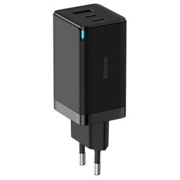 Baseus GaN5 Pro 3 Cargador de Pared Carga Rápida 65W Negro