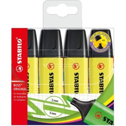 STABILO Boss Original 4 Marcadores Fluorescentes Amarillo