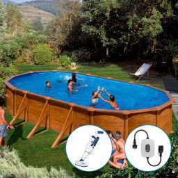 Piscina desmontable Gre Mauritius ovalada imitación madera - 730 x 375