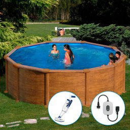Piscina desmontable Gre Mauritius circular imitación madera - Ø 350