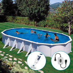 Piscina desmontable Gre Atlantis ovalada acero chapa blanca - 1000 x 550