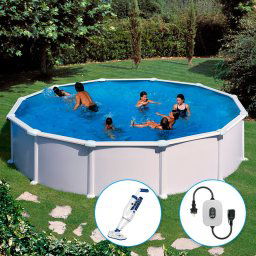 Piscina desmontable Gre Atlantis circular acero chapa blanca - Ø 350