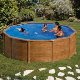 Piscina desmontable Gre Pacific circular imitación madera - Ø 240