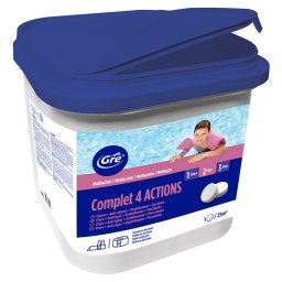 Cloro multifunción 4 acciones pastillas 250g Gre - Pack 4 x 5 kg