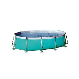 Piscina flipper oval desmontable iaso - Kit filtración arena 10 m3/h + skimmer flotante + escalera