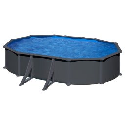 Piscina Gre Anthracite ovalada con postes altura 132 cm - 500 x 300