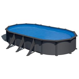 Piscina Gre Anthracite ovalada con postes altura 132 cm - 730 x 375