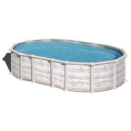 Piscina Gre Islandia ovalada imitación madera - 610 x 375