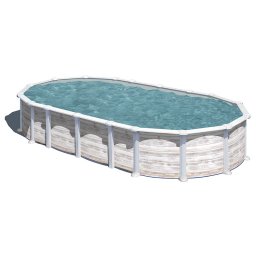 Piscina Gre Islandia ovalada imitación madera - 730 x 375