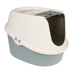 Arenero cubierto para gatos TIAKI Teala - blanco / verde azulado