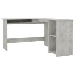 vidaXL Escritorio forma de L contrachapada gris hormigón 120x140x75 cm