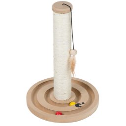 Poste rascador para gatos Scratch & Play con juguete - Natural