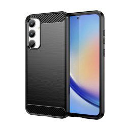 Max Power Digital Funda de Fibra de Carbono Antigolpes Silicona Negra para Samsung Galaxy A35
