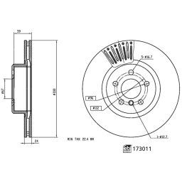 Disco de freno FEBI BILSTEIN 173011 delantero, ventilado , altamente carbonizado, 1 Pieza