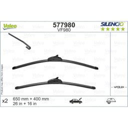 Limpiaparabrisas VALEO Silencio 577980, 650/400mm, Frente, 2 Pieza