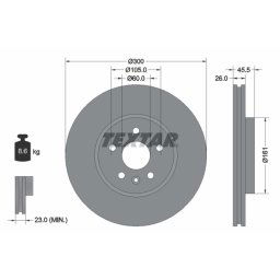 Disco de freno TEXTAR 92243303 delantero, ventilado , 1 Pieza