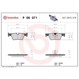 Juego de pastillas de freno, freno de disco PRIME LINE BREMBO P 06 071