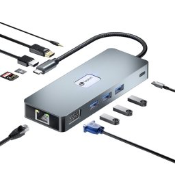Leotec LEDS03 Docking Station 11 en1 Plus USB-C PD 100W / HDMI 4K / VGA / DP / USB 3.2 / RJ 45 / MSD