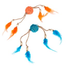 TIAKI Set de pelotas de sauce con plumas para gatos - Set de 2