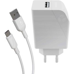 Muvit for Change Pack Cargador USB 2.4A 12W + Cable Tipo C 3A 1.2m Blanco