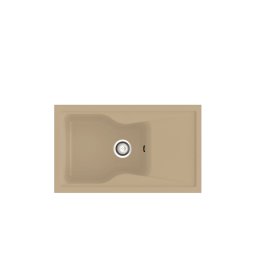 POALGI Fregadero sobre encimera CITY 1C+E ALBERO SOFT, Una cubeta, con escurridor, Crema, acabado sintético Mueble 70 cm