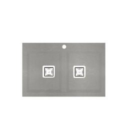 POALGI Fregadero sobre encimera KOBUS 80 ALTO 2/S ASH_GRIS, Dos cubetas, Silver, acabado sintético Mueble 80 cm