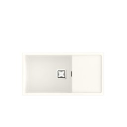 POALGI Fregadero sobre encimera ZIE 81 1/S+E BLANCO, Una cubeta, con escurridor, Blanco, acabado sintético Mueble 90 cm