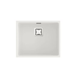 POALGI Fregadero sobre encimera ZIE 50 1/S BLANCO, Una cubeta, Blanco, acabado sintético Mueble 60 cm