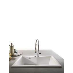 POALGI Fregadero sobre encimera KUMA 80 1/S BLANCO, Una cubeta, Blanco, acabado sintético Mueble 80 cm